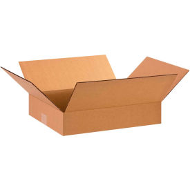 Flat Cardboard Corrugated Boxes, 15"L x 12"W x 3"H, Kraft