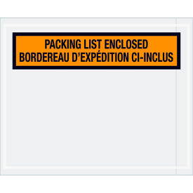 Bilingual Envelopes, "Packing List Enclosed" Print, 5-1/2"L x 4-1/2"W, Orange, 1000/Pack