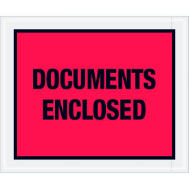 Full Face Envelopes, "Documents Enclosed" Print, 12"L x 10"W, Red, 500/Pack