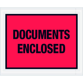 Full Face Envelopes, "Documents Enclosed" Print, 5-1/2"L x 4-1/2"W, Red, 1000/Pack