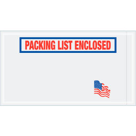USA Flag Envelopes, "Packing List Enclosed" Print, 10"L x 5-1/2"W, Red/White/Blue, 1000/Pack