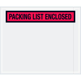 Panel Face Envelopes, "Packing List Enclosed" Print, 12"L x 10"W, Red, 500/Pack
