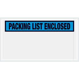 Panel Face Envelopes, "Packing List Enclosed" Print, 10"L x 5-1/2"W, Blue, 1000/Pack