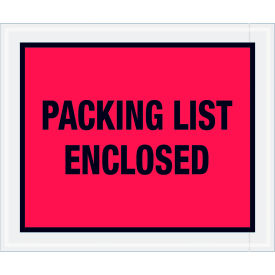 Full Face Envelopes, "Packing List Enclosed" Print, 12"L x 10"W, Red, 500/Pack