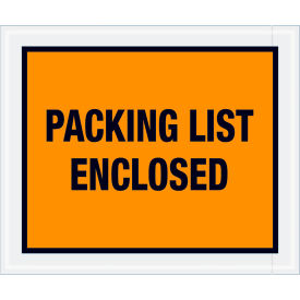 Full Face Envelopes, "Packing List Enclosed" Print, 12"L x 10"W, Orange, 500/Pack