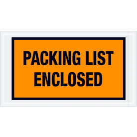 Full Face Envelopes, "Packing List Enclosed" Print, 10"L x 5-1/2"W, Orange, 1000/Pack