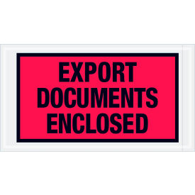Full Face Envelopes, "Export Documents Enclosed" Print, 10"L x 5-1/2"W, Red, 1000/Pack