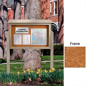 45"W x 30"H Cork Top-Hinged Single Door Message Center with Cedar Frame