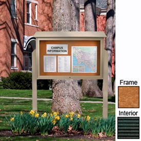 45"W x 30"H Letter Board Top-Hinged Single Door Message Center w/Cedar Frame