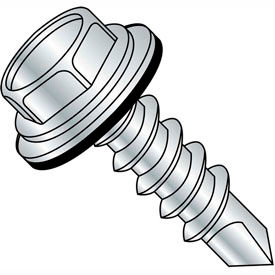 12 x 1" Self-Drilling Screw - Hex Washer Head - #3 Pt - Steel - Zinc Plated - Pkg of 100