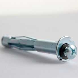 Hollow Wall Anchor - 1/8" x 2-1/2" - Phillips/Slotted Pan Head - Steel - Zinc - 100 Pack