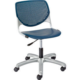 Poly Task Chair with Casters and Perforated Back - Navy