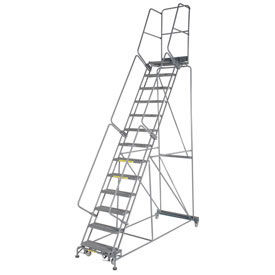 24"W 13 Step Steel Rolling Ladder 21"D Top Step OSHA Handrail