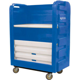 Bulk Turnabout Truck, 48 Cu Ft, Blue, Plastic Shelves, 2 Rg/2 Sw Casters