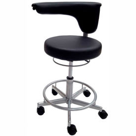 Vinyl Lab Stool with Moveable Arm - Black