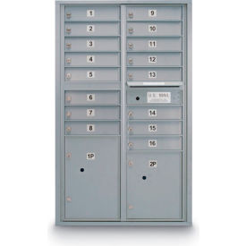 4C Horizontal Mailbox 51-1/4"H Double Column 16 Doors, 1 Parcel USPS