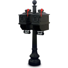 Port Angeles Double Residential Mailbox & Post - Black