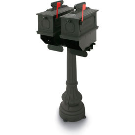 Buckhorn Double Residential Mailbox & Post - Black