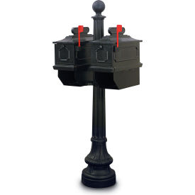 Columbus Double Residential Mailbox & Post - Black