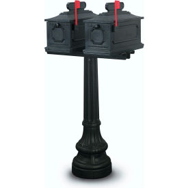 Montgomery Double Residential Mailbox & Post - Black