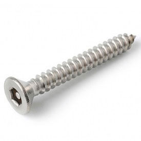 10AB x 2" Security Sheet Metal Screw - Flat Hex Socket Head - 302HQ/18-8 Stainless Steel - 100 Pk