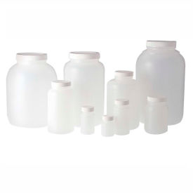 32oz Natural HDPE Wide Mouth Round Bottle with 53-400 White PP Cap, Case of 12