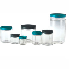4oz Clear Straight Sided Round Jar with 58-400 Black Phenolic Cap, Case of 24