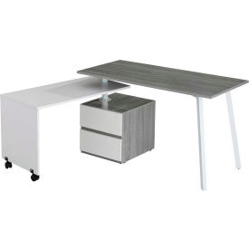 Rotating Multi-Positional Modern Desk, Gray