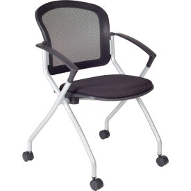 Mesh Back Nesting Chair with Casters - Black