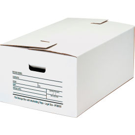 Interlocking Flap File Storage Boxes, 24"L x 15"W x 10"H, White