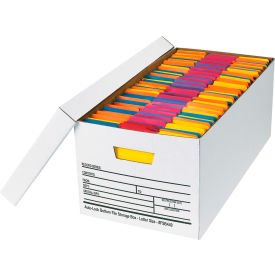 Auto Lock File Storage Boxes with Lid, 24"L x 12"W x 10"H, White