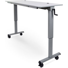 Adjustable Height Flip Top Table w/ Crank Handle - 60" - Gray