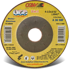 Depressed Center Wheel 4-1/2" x 3/32" x 7/8" 36 Grit T27 Aluminium Oxide