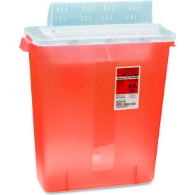 3-Gallon Biohazard Sharps Container with Lid, 13-3/4"W x 6"D x 16-1/4"H, Transparent Red