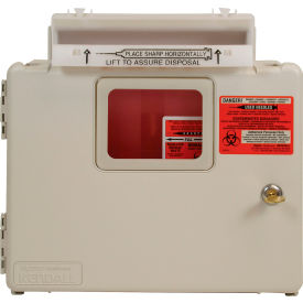 Wall Mount In-Room Sharps Cabinet with 5-Quart Sharps Container, Beige