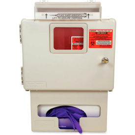 SharpStar Wall Mount In-Room Sharps Cabinet with 5-Quart Sharps Container & Glove Dispenser