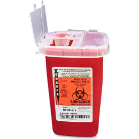 1-Quart Phlebotomy Sharps Container with Hinged Lid, 4-1/2"W x 4-1/4"D x 6-1/4"H, Red