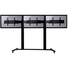 Video Wall Mobile Triple Monitor TV Stand For 30"-60" TVs, Black