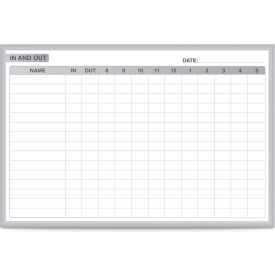 In/Out Graphic Whiteboard - Magnetic Steel Surface - 4' x 6' - Silver Frame