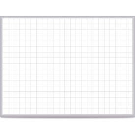 2" x 2" Grid Graphic Whiteboard - Magnetic Steel Surface - 4' x 8' - Silver Frame