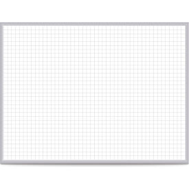1" x 1" Grid Graphic Whiteboard - Magnetic Steel Surface - 4' x 8' - Silver Frame