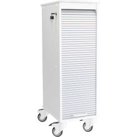 Narrow Lockable Medical Lab Cart, White Cart with Gray Front, 12"W x 19"D x 36"H