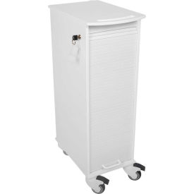 Narrow Lockable Medical Lab Cart, White, 12"W x 19"W x 36"H