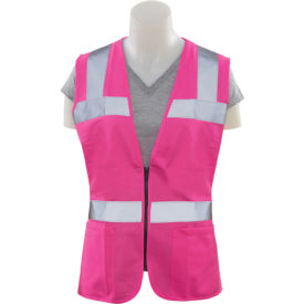 Girl Power At Work S721 Non-ANSI Women's Safety Vest, Zipper Closure, 4XL, Pink