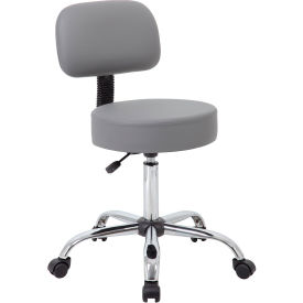 Gray Caressoft Vinyl Medical Stool with Back Cushion - Gray