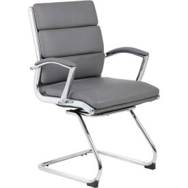 Executive Guest Chair with Metal Chrome Finish - Gray