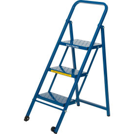 3 Step Folding Step Ladder, 300 lb. Capacity, Blue