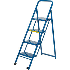 4 Step Folding Step Ladder, 300 lb. Capacity, Blue