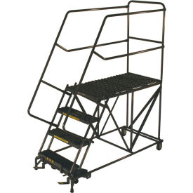 4 Step Stairway Slope Work Platform with Handrails - 36" x 72" Platform