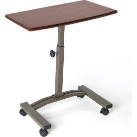 Height Adjustable Mobile Laptop Desk Cart, Walnut